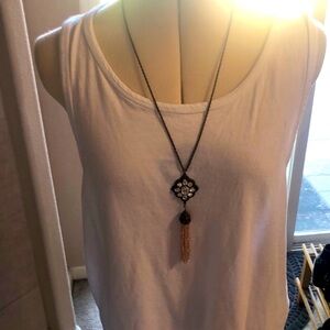 Gold, Rhinestone, and yellow beaded necklace